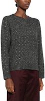 Purchase (W) PINKO FW24 寬鬆版型灰色毛衣鑲嵌水晶羅紋裝飾。 103968A232-IZ9