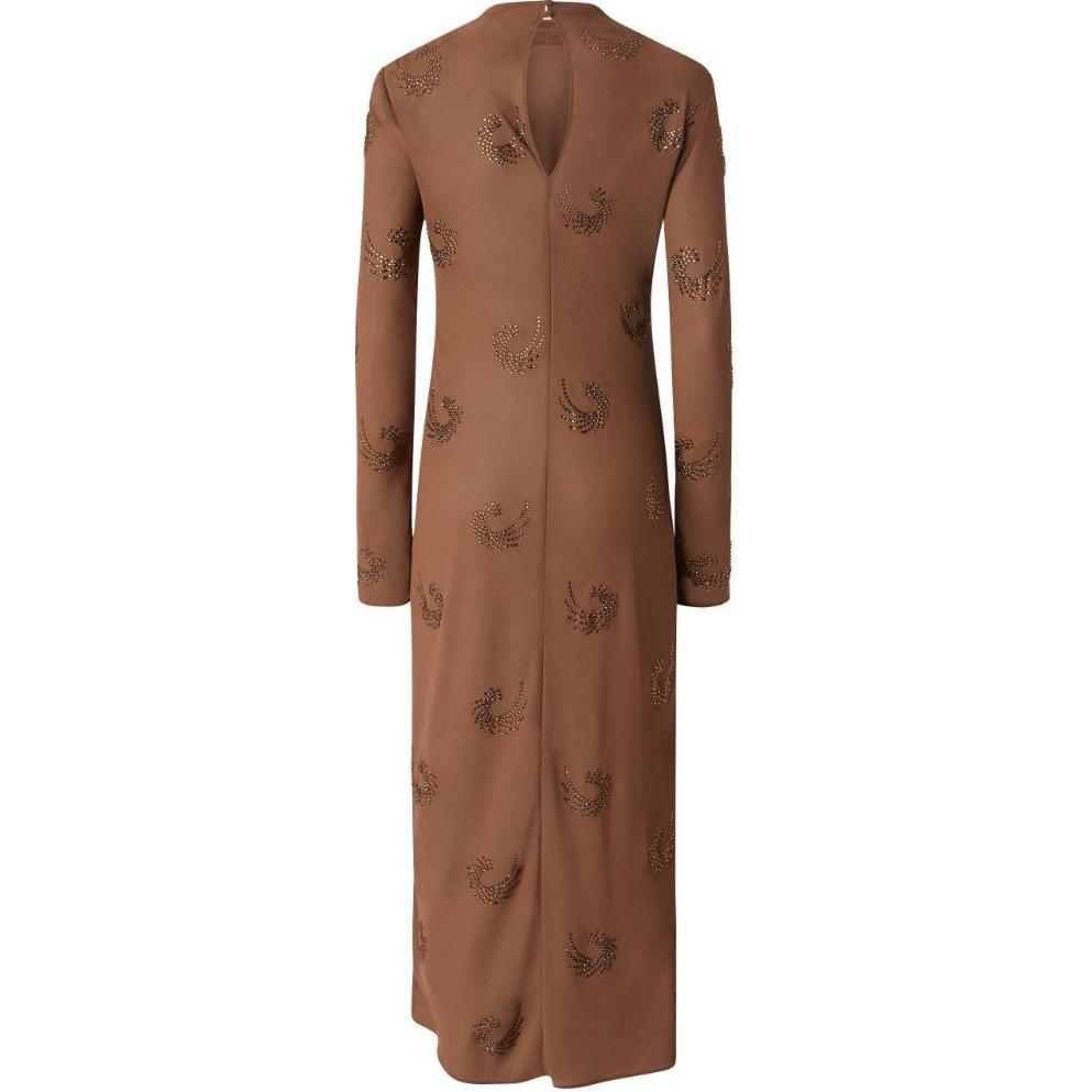 (Women) PINKO FW24 Crystal Embellished Button-Back Long Sleeve Dress Women Camel Brown 104335A289-L75 圖 3