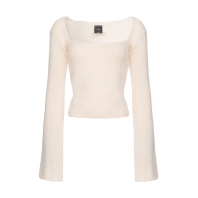 (Women) PINKO FW24 Slim Fit Flared Sleeve Sweater White. 104472A28L-Z13