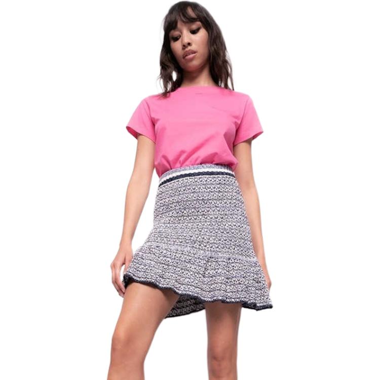 (Women) PINKO Jacquard Pattern Ruffled Mini Skirt -  Casual Skirt Black/White 1G1786Y83U-EZI