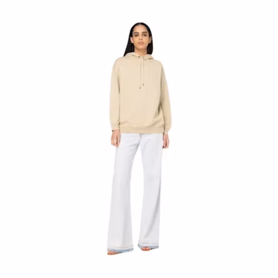 (Women) Pinko Khaki Pullover Hoodie with Embroidered Letter Design 101685A1N7-C32