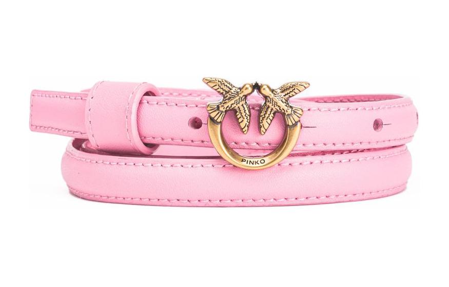 (Women) PINKO Pink Bird-Shaped  Leather Belt, 1CM Wide. 102148-A0F1-P31Q
