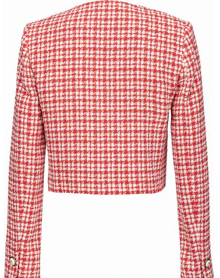 (W) Pinko Jaket Crop Double-Breasted Motif Houndstooth Warna Pink 100835A0KK-RZ1 Lookbook (W) Pinko Jaket Crop Double-Breasted Motif Houndstooth Warna Pink 100835A0KK-RZ1