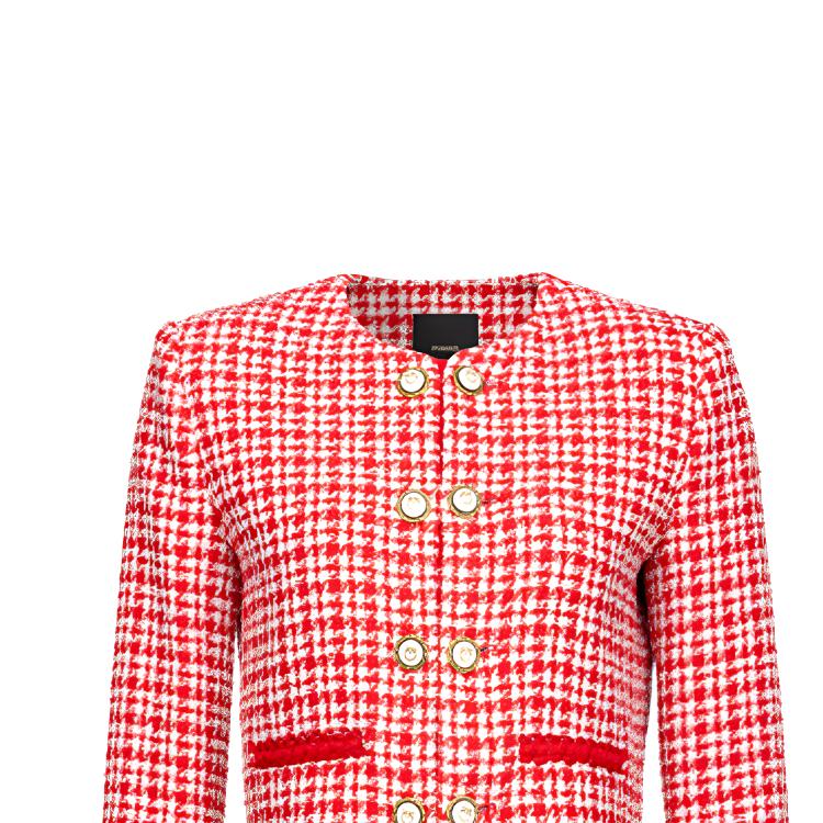 Shop (W) Pinko Jaket Crop Double-Breasted Motif Houndstooth Warna Pink 100835A0KK-RZ1
