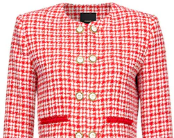 Shop (W) Pinko 粉色千鳥格紋雙排扣短版外套 100835A0KK-RZ1