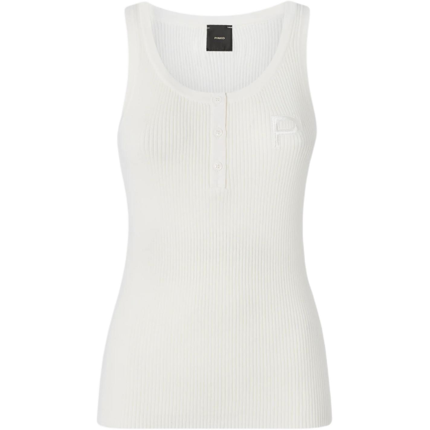 (Women) PINKO Ribbed Sleeveless Tank Top with Embroidered Letters 106306A34A-Z15