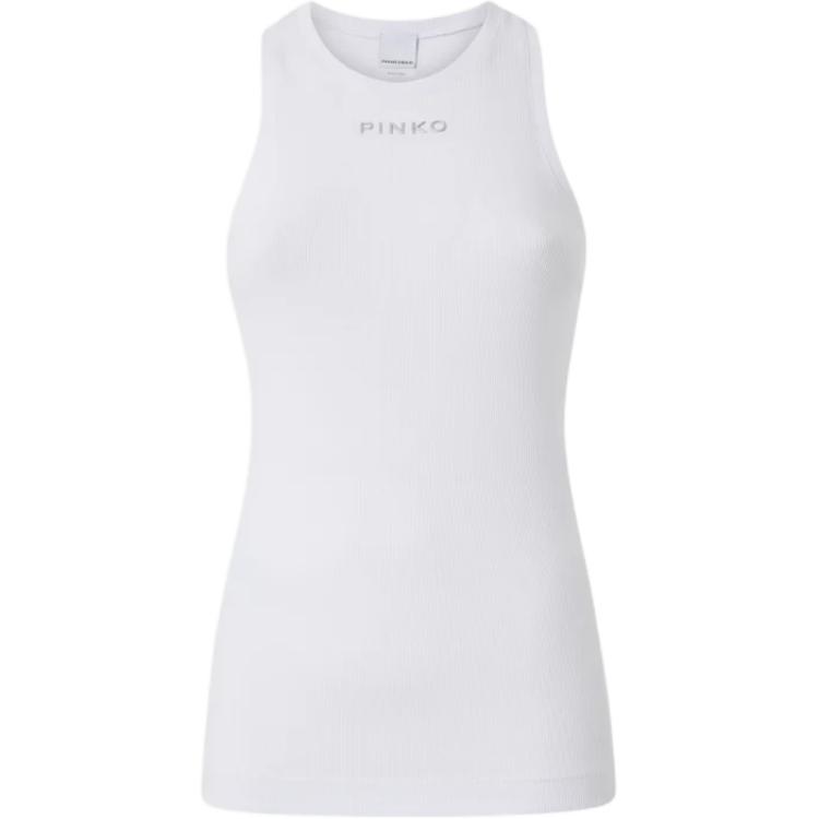 (Women) PINKO Slim-Fit Sleeveless Crewneck Logo Tank Top - White 100822A2C1-Z04