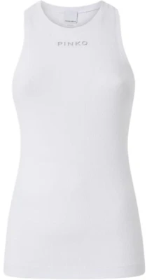 (Women) PINKO Slim-Fit Sleeveless Crewneck Logo Tank Top - White 100822A2C1-Z04 Buy (Women) PINKO Slim-Fit Sleeveless Crewneck Logo Tank Top - White 100822A2C1-Z04