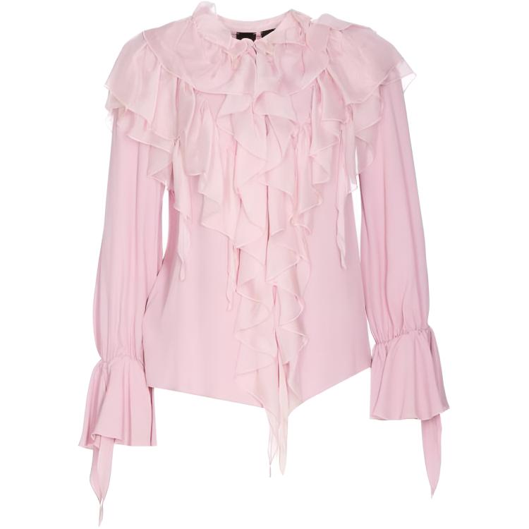 (Women) PINKO Solid Color Pullover Slim Fit Long Sleeve Shirt Women Pink. 101762A11X-N98