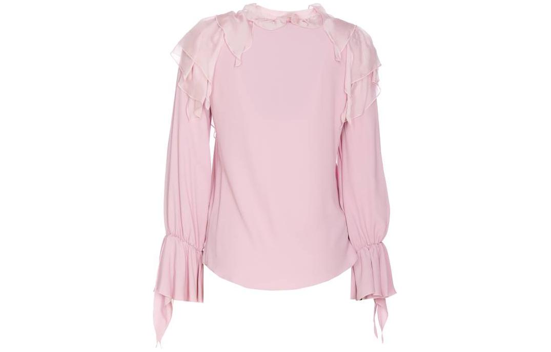 Lookbook (W) PINKO 女款修身長袖純色圓領上衣 粉色。 101762A11X-N98