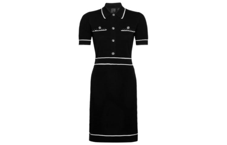 Order (W) PINKO SS22 黑色条纹网眼针织短袖连衣裙。 1G176BY7ZA-ZZ2