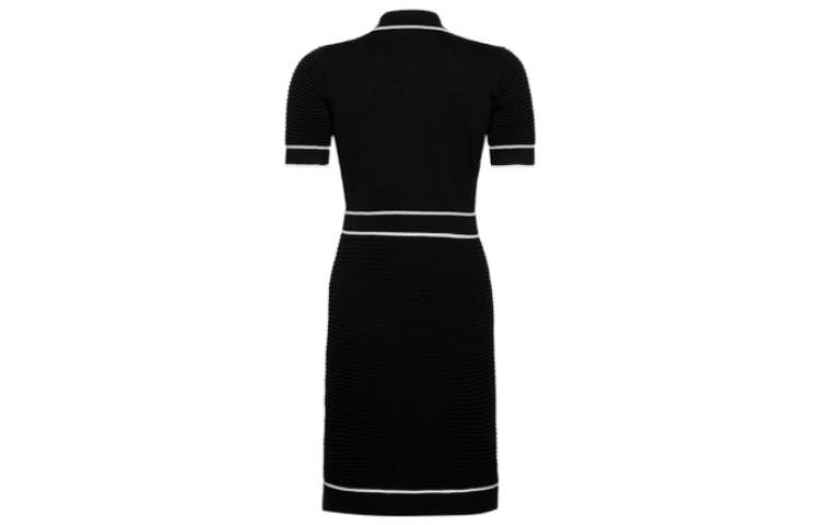 Lookbook (W) PINKO SS22 黑色条纹网眼针织短袖连衣裙。 1G176BY7ZA-ZZ2