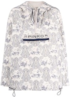 (Women) PINKO SS22 Grey Logo Print Hooded Jacket 1G175-ZY7SL-CE6 (Women) PINKO SS22 Grey Logo Print Hooded Jacket 1G175-ZY7SL-CE6