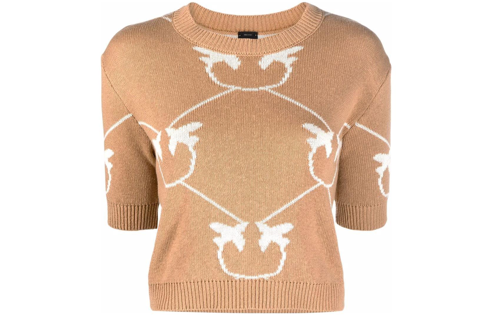 Order (W) PINKO 2022春夏提花短袖毛衣棕色 1G17D5Y7VF-MZ2