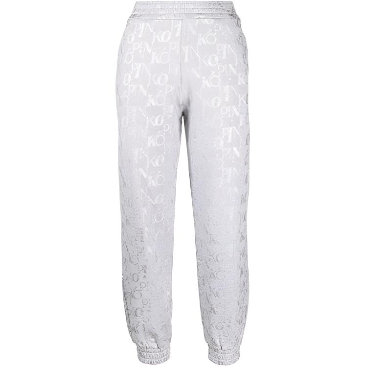 (Women) PINKO SS22 Metallic Logo Knit Sweatpants Women Grey 1G17CG-Y81H-I12