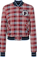 (Women) PINKO SS22 Red Plaid Patchwork Logo Bomber Jacket for Women 1G17C48697-RC1 (Women) PINKO SS22 Red Plaid Patchwork Logo Bomber Jacket for Women 1G17C48697-RC1
