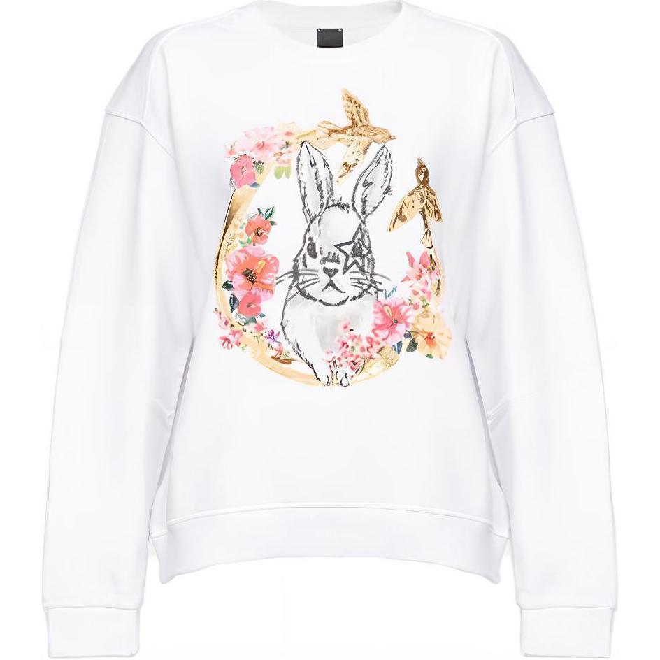 (Women) PINKO SS23  Animal Print Crewneck Sweatshirt White 100989A0TH-Z04