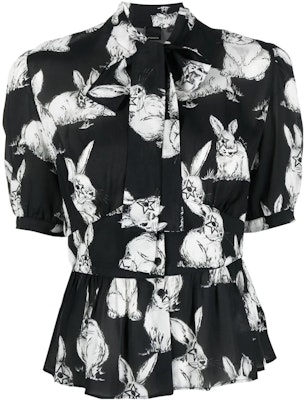 (W) PINKO SS23 黑色卡通兔子印花襯衫. 100911A0PG-ZIK Order (W) PINKO SS23 黑色卡通兔子印花襯衫. 100911A0PG-ZIK