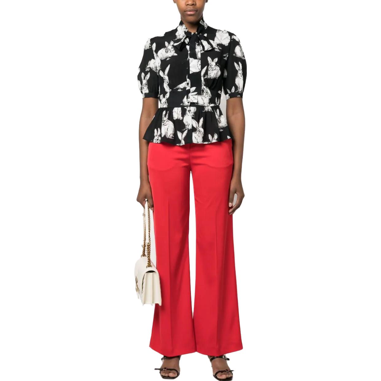 Lookbook (W) PINKO SS23 黑色卡通兔子印花襯衫. 100911A0PG-ZIK