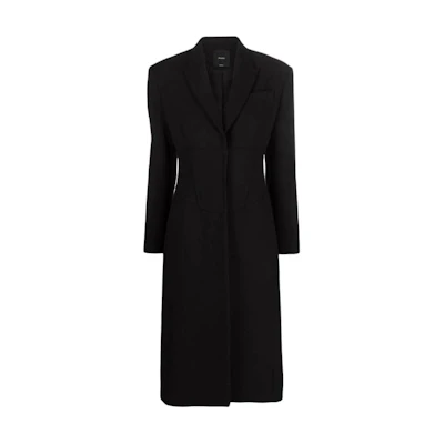 (Women) PINKO SS23 Black Loose Fit Long Sleeve Coat with Collar. 101979A07OZ99