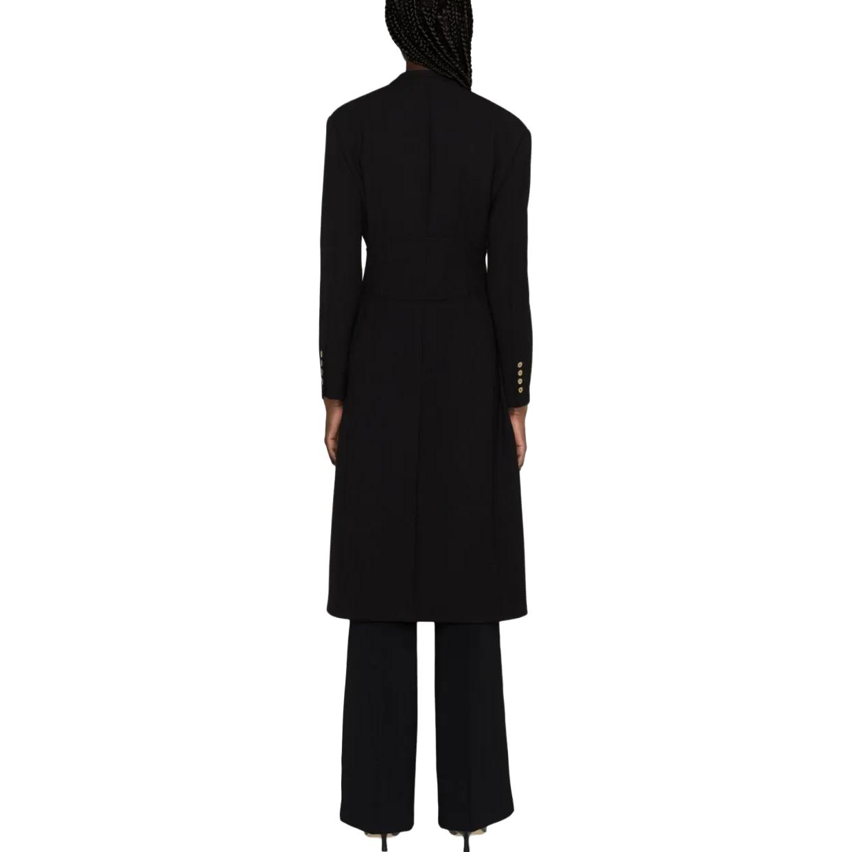 Shop (W) PINKO SS23 블랙 루즈핏 칼라 긴팔 코트. 101979A07OZ99