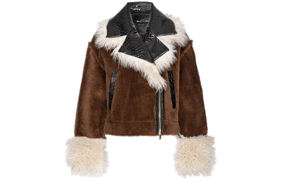 (Women) PINKO SS23  Brown Cropped Single-Breasted Embellished Jacket. 102092A19M-L3Z