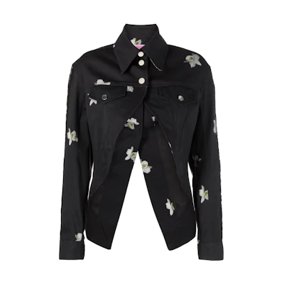 (Women) PINKO SS23 Floral Print Blazer Jacket - Black 102628A1FF-ZZ2