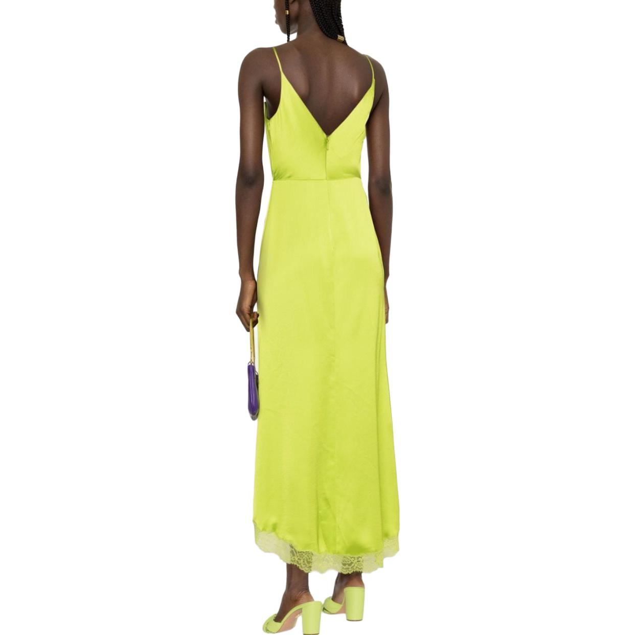 Shop (W) PINKO SS23 绿色蕾丝镶边直筒休闲吊带裙 101611A12J-S63