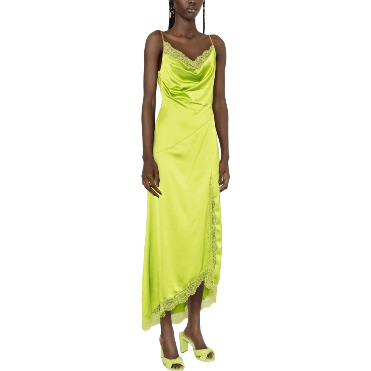 Purchase (W) PINKO SS23 绿色蕾丝镶边直筒休闲吊带裙 101611A12J-S63