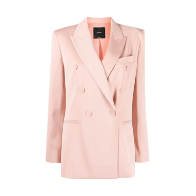 (Women) PINKO SS23 Pink Double-Breasted Long-Sleeve Blazer 100036A0GH-O36