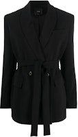 (Women) PINKO SS23 Solid Black Tie-Waist Blazer 1009157624-Z99 (Women) PINKO SS23 Solid Black Tie-Waist Blazer 1009157624-Z99
