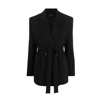 (Women) PINKO SS23 Solid Black Tie-Waist Blazer 1009157624-Z99