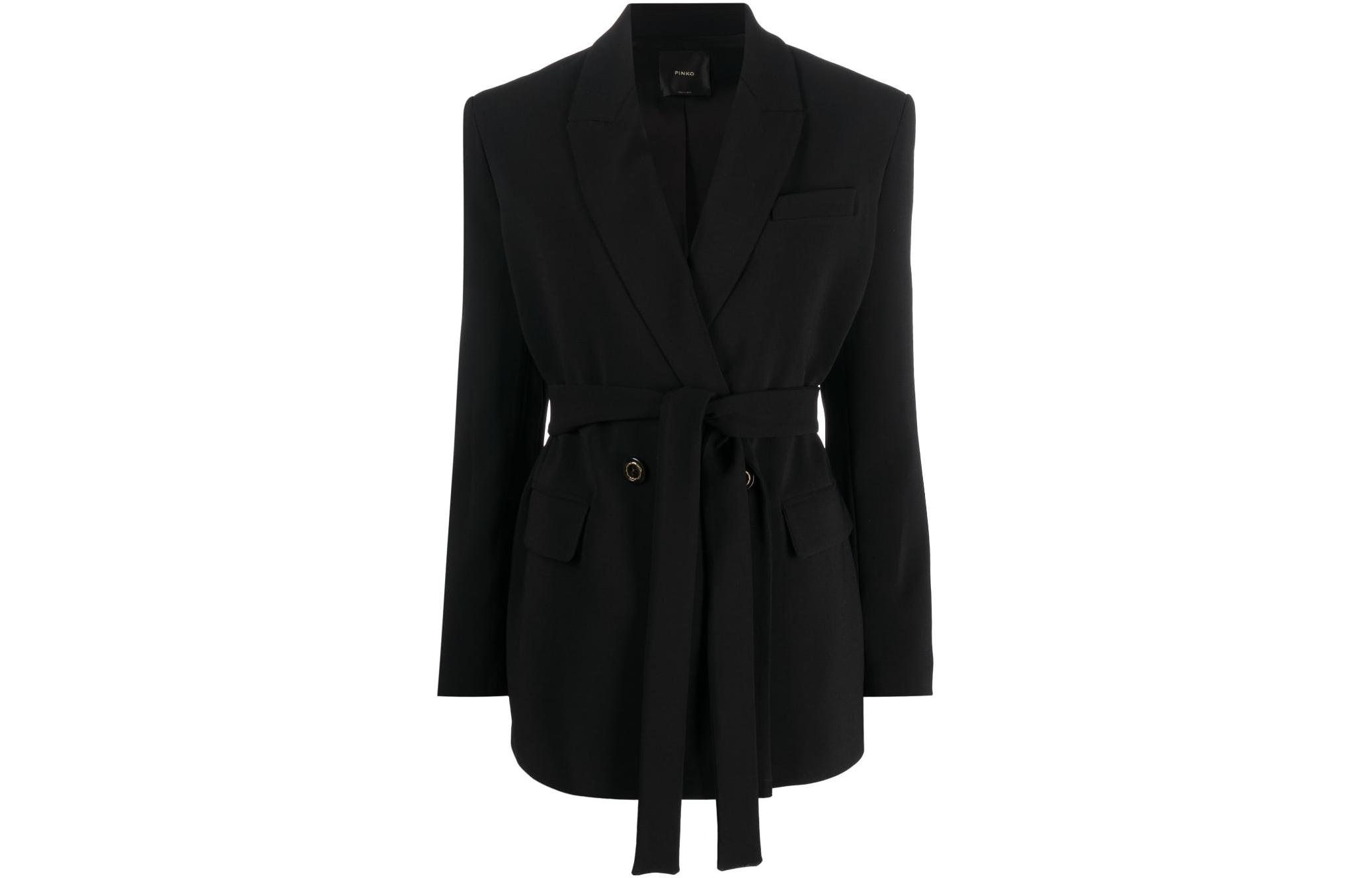 Order (W) PINKO SS23 純黑色綁帶收腰西裝外套 1009157624-Z99