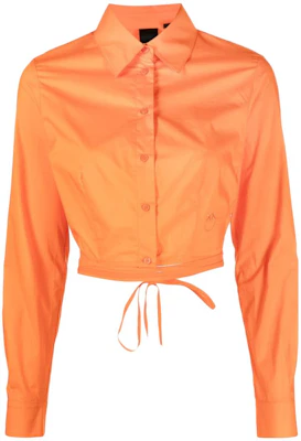 (Women) PINKO SS23 Solid Tie-Front Button-Up Long Sleeve Shirt Orange 100697Y6VW-A71 Buy (Women) PINKO SS23 Solid Tie-Front Button-Up Long Sleeve Shirt Orange 100697Y6VW-A71
