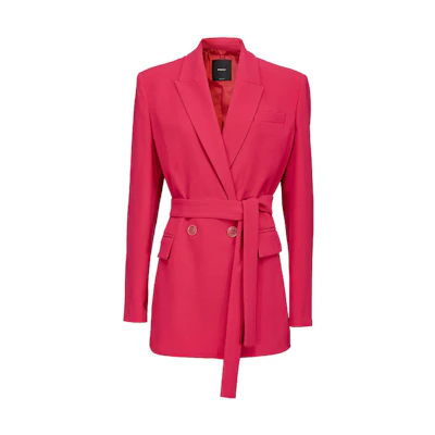 (Women) PINKO SS23 Solid Tie-Waist Blazer Jacket in Hot Pink. 1009157624-P87