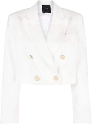 (W) PINKO SS23 Blazer Crop Putih Double-Breasted. 100951A0IN-Z07 Order (W) PINKO SS23 Blazer Crop Putih Double-Breasted. 100951A0IN-Z07