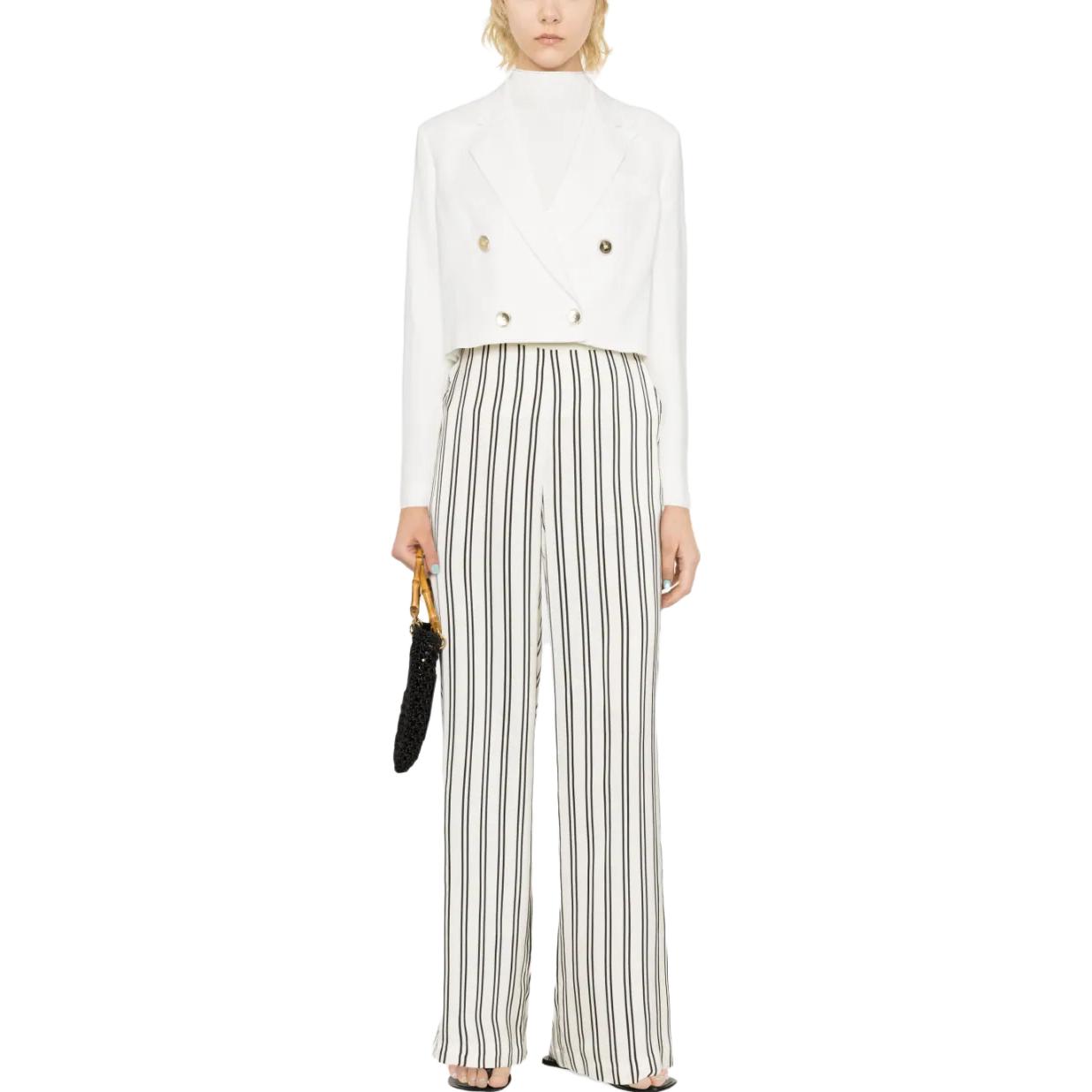 Lookbook (W) PINKO SS23 Blazer Crop Putih Double-Breasted. 100951A0IN-Z07