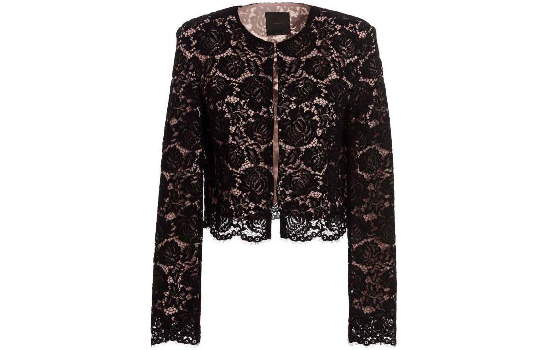 (Women) Pinko SS23 Black Jacket with Lace Details 101149Y5LGZ99