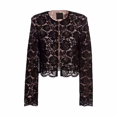 (Women) Pinko SS23 Black Jacket with Lace Details 101149Y5LGZ99