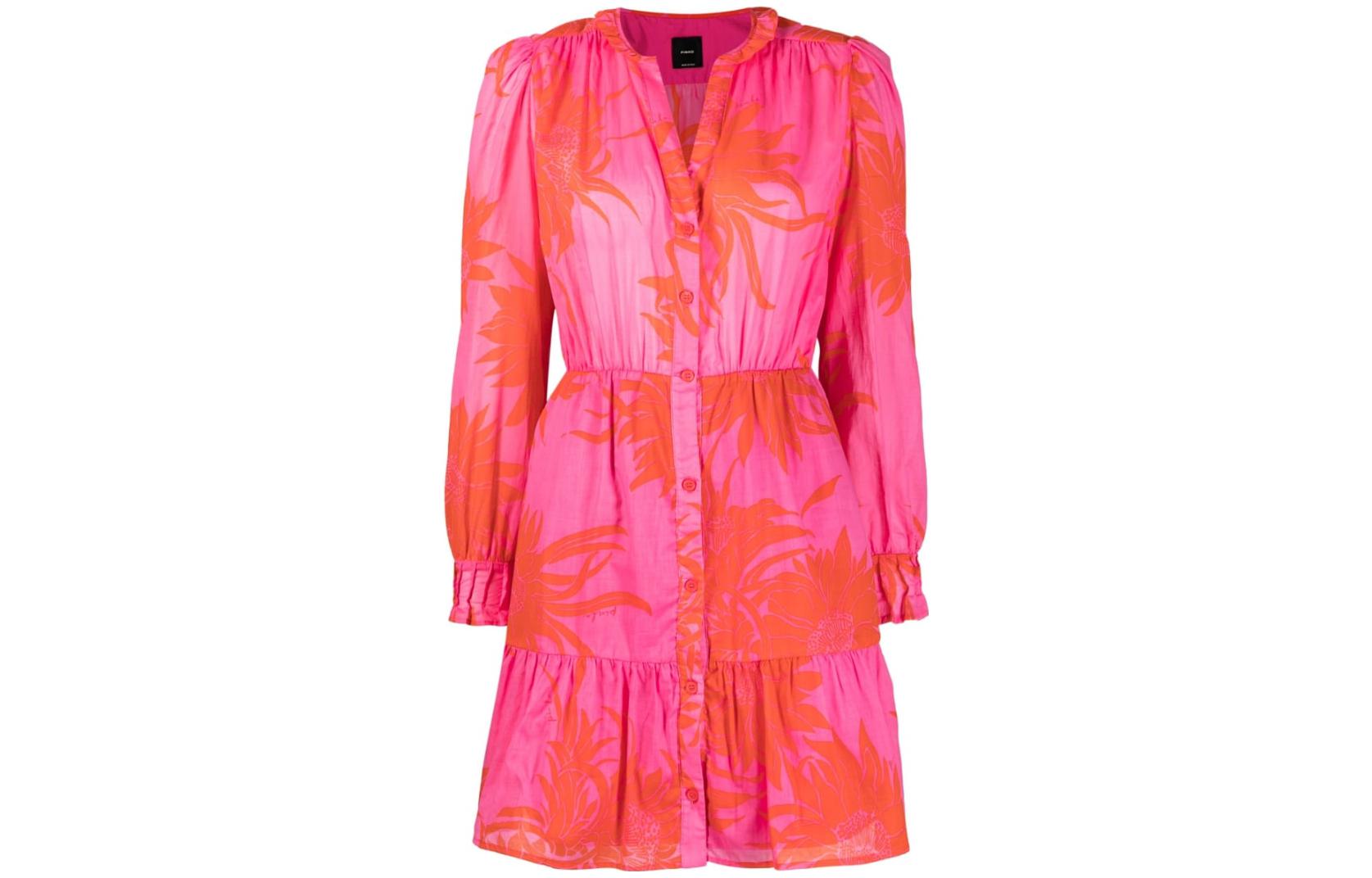 Order (W) Vestido Camisero Manga Larga Estampado Floral PINKO SS23 Mujer Rosa. 100766A0NQ-NR1