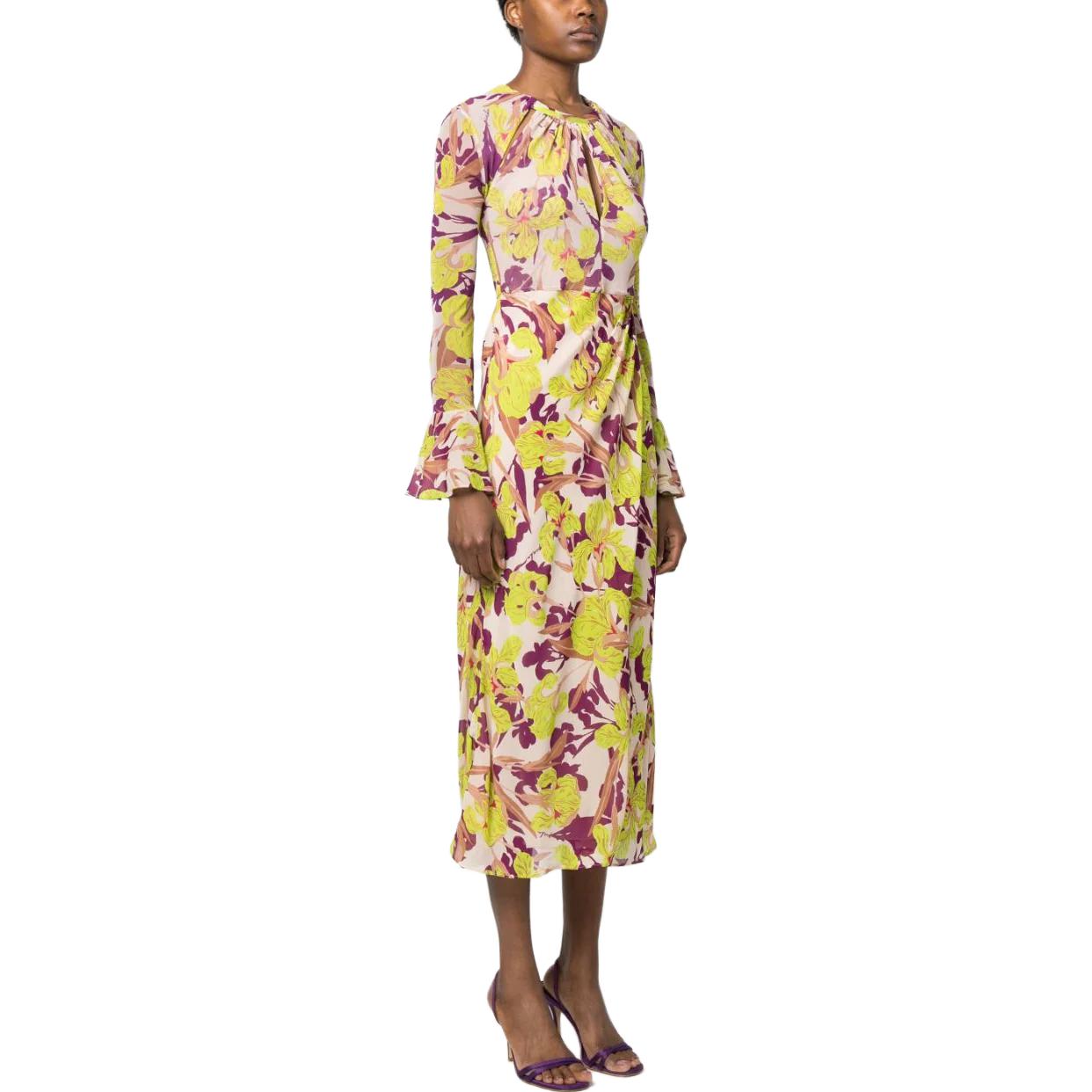 Purchase (W) PINKO SS23 花卉印花褶皱中长袖连衣裙 多色 - 女款 101834A154-CS4