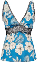 (Women) PINKO SS23 Floral Print V-Neck Cami Tank Top Women Blue 101087-A0OF-TBN (Women) PINKO SS23 Floral Print V-Neck Cami Tank Top Women Blue 101087-A0OF-TBN