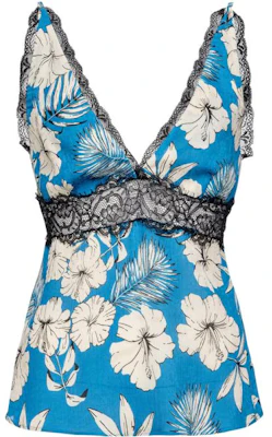 (Women) PINKO SS23 Floral Print V-Neck Cami Tank Top Women Blue 101087-A0OF-TBN Buy (Women) PINKO SS23 Floral Print V-Neck Cami Tank Top Women Blue 101087-A0OF-TBN