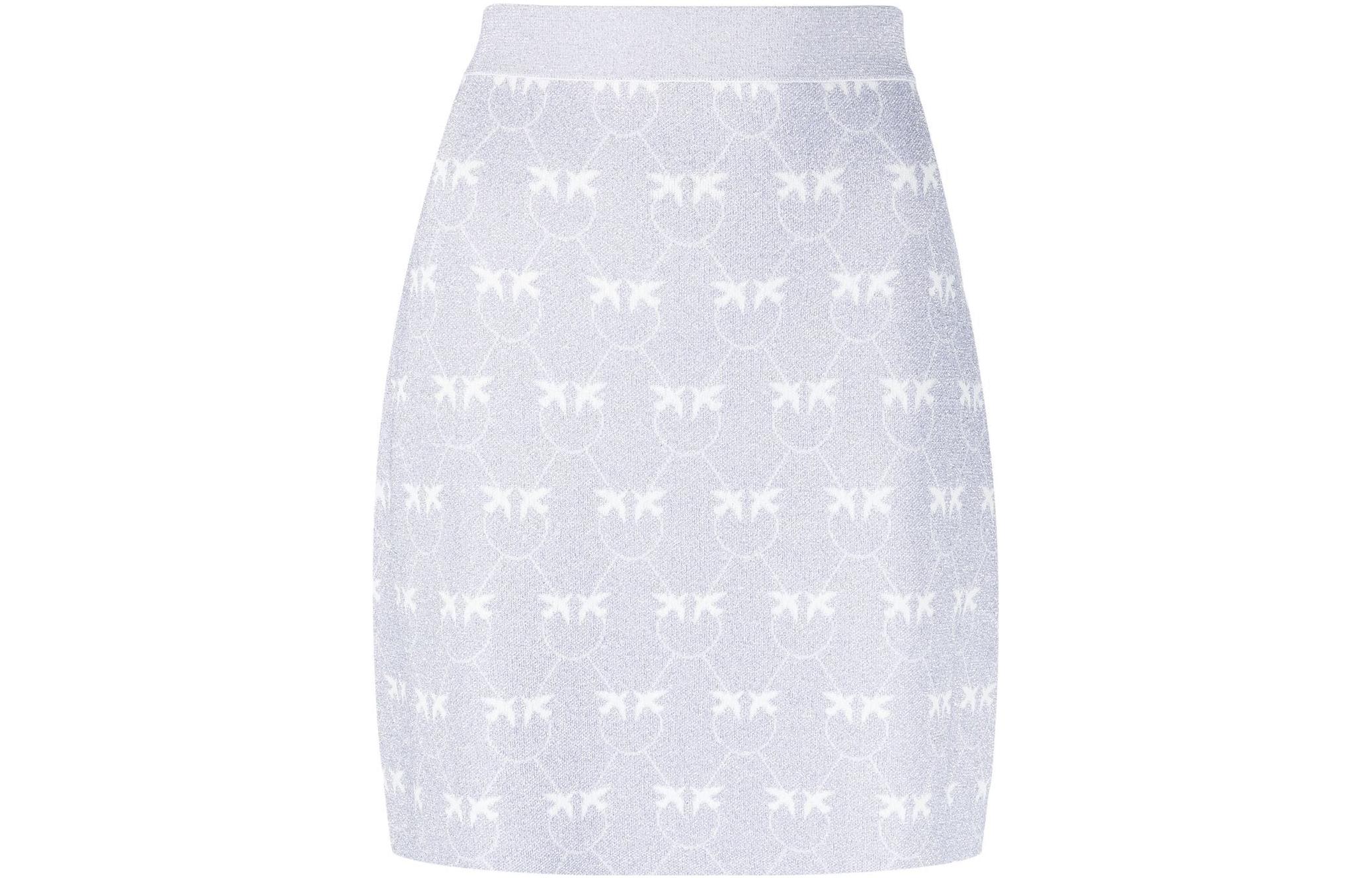 (Women) PINKO SS23 Knitted Monogram Mini Skirt Lilac  Casual Skirt. 100216-A0IT-JZ1