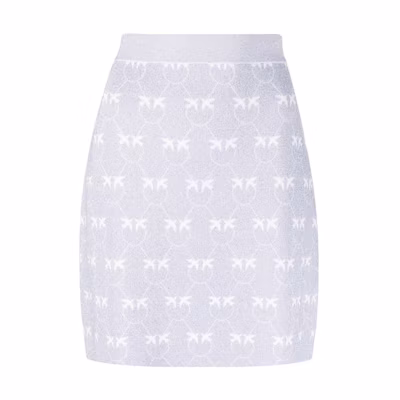 (Women) PINKO SS23 Knitted Monogram Mini Skirt Lilac Casual Skirt. 100216-A0IT-JZ1