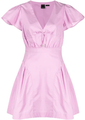 (Women) PINKO SS23 Pink V-Neck Ruched Short-Sleeve Dress for Women. 100949Y6VW-Y34 Buy (Women) PINKO SS23 Pink V-Neck Ruched Short-Sleeve Dress for Women. 100949Y6VW-Y34