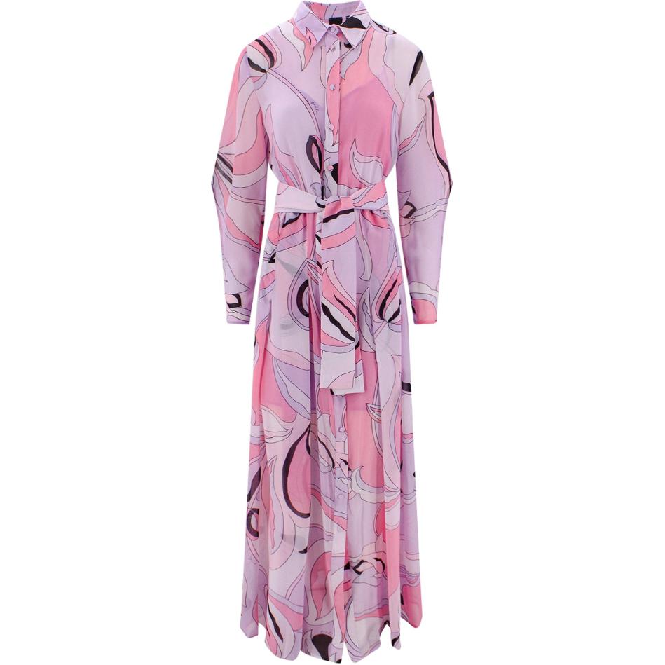 (Women) PINKO SS23 Purple Patterned Long Sleeve Maxi Dress for Women. 100109A0H9WO2