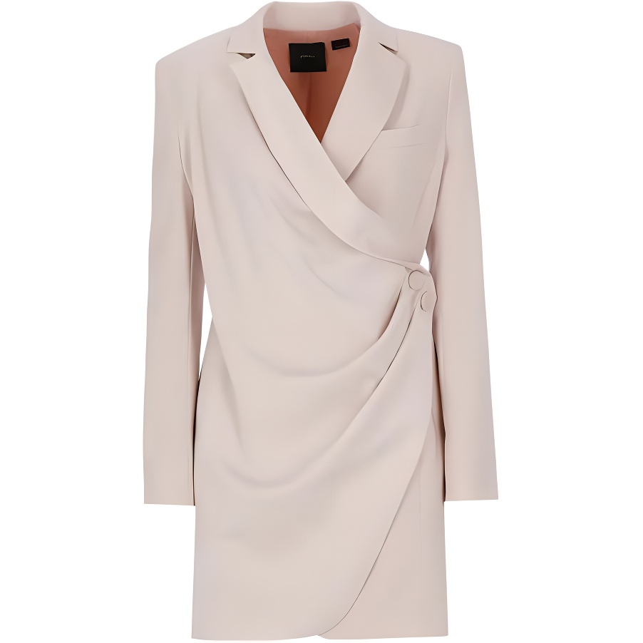 (Women) PINKO SS23 Solid Ruched Cropped Long Sleeve Dress Women Light Pink 100035A0GI-Q16