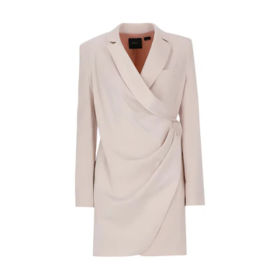 (Women) PINKO SS23 Solid Ruched Cropped Long Sleeve Dress Women Light Pink 100035A0GI-Q16