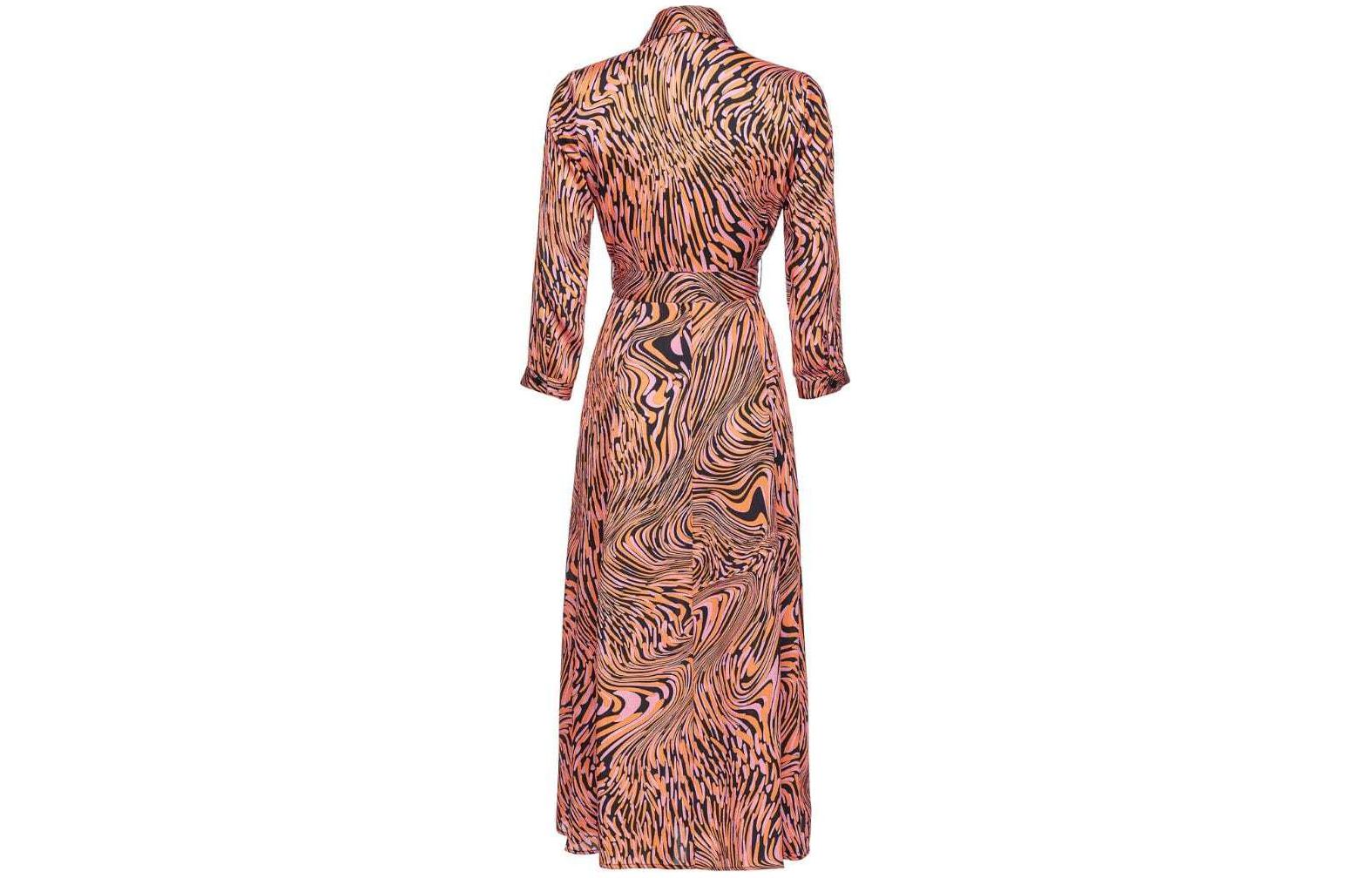 Lookbook (W) PINKO SS24 抽象印花粉色长袖中长款腰带连衣裙 102834A1KD-ZP1